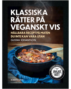 Framsidan på boken "Klassiska rätter på veganskt vis" av Gustav Johansson.
