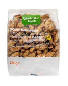 Vantastic Sojastrimlor 250 gram i förpackning.